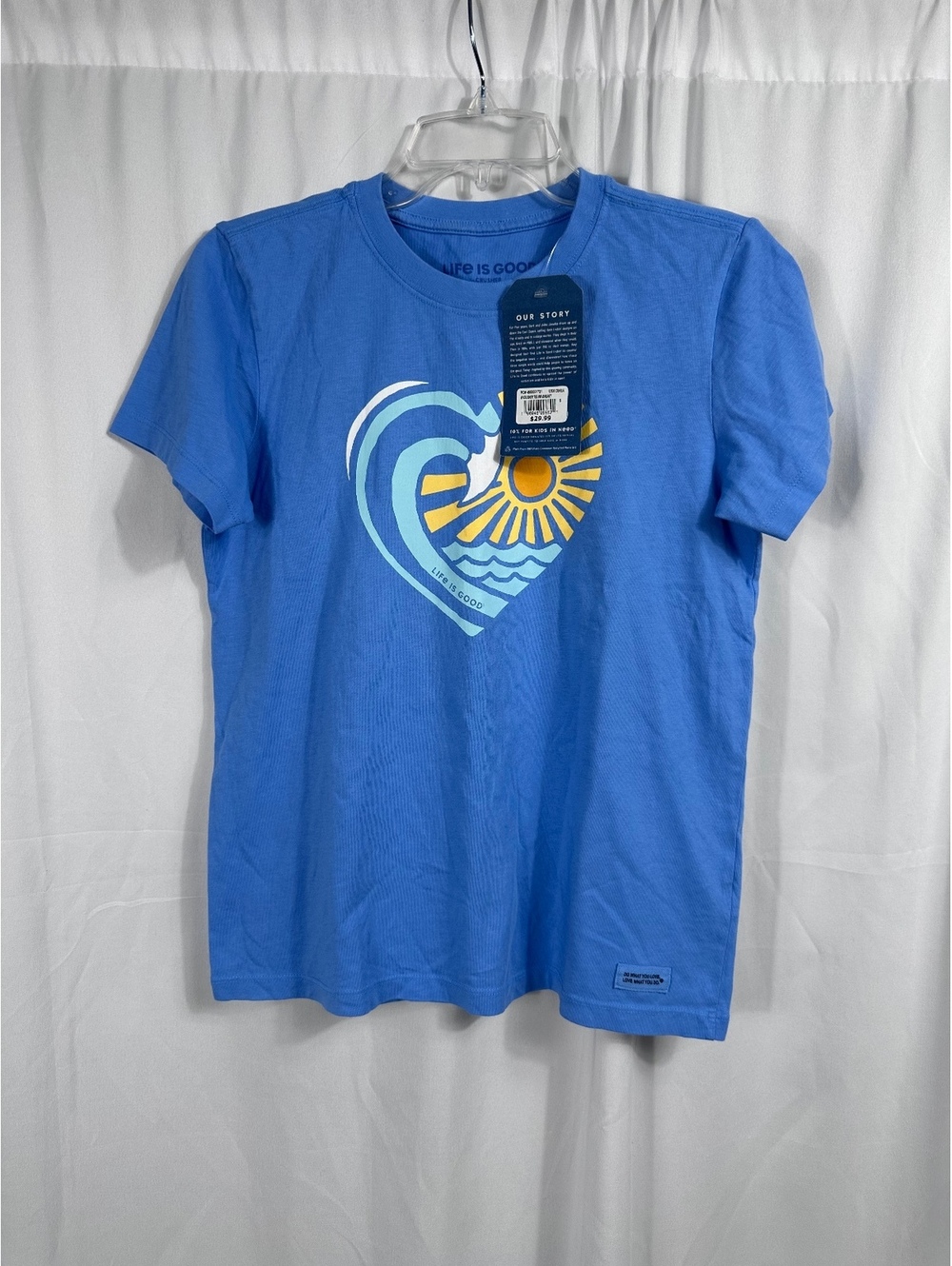 Life is Good Women's Crusher Tee Waveheart Graphic T-Shirt Small Blue
